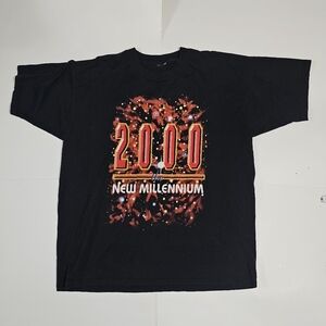 Vintage "2000 NEW MILLENNIUM" Back Hit Blue Earth&Stars Large